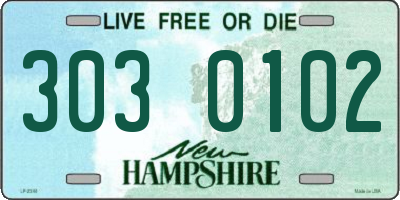 NH license plate 3030102