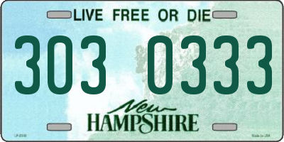 NH license plate 3030333