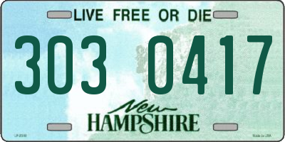 NH license plate 3030417