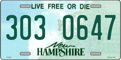NH license plate 3030647