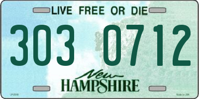 NH license plate 3030712