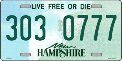 NH license plate 3030777