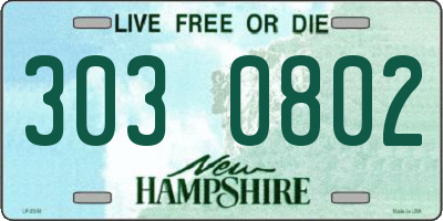 NH license plate 3030802
