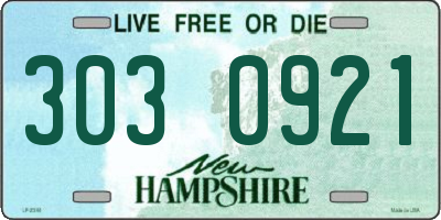 NH license plate 3030921