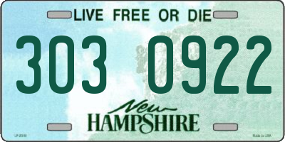 NH license plate 3030922