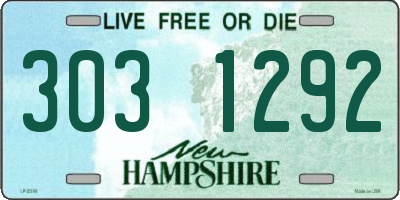 NH license plate 3031292