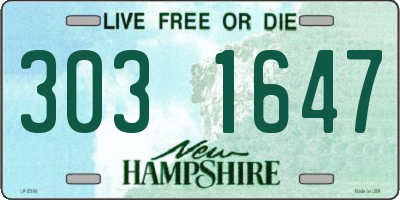 NH license plate 3031647