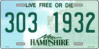 NH license plate 3031932