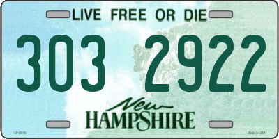 NH license plate 3032922