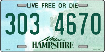 NH license plate 3034670