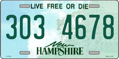 NH license plate 3034678