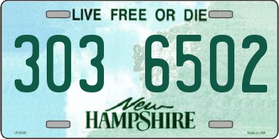 NH license plate 3036502