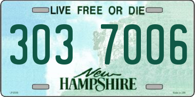 NH license plate 3037006