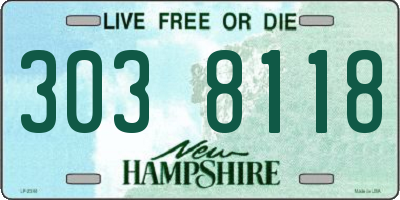 NH license plate 3038118