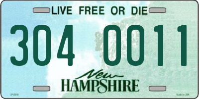 NH license plate 3040011