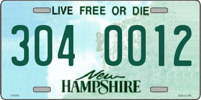 NH license plate 3040012