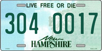 NH license plate 3040017