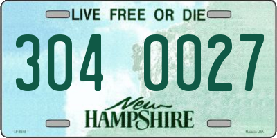 NH license plate 3040027