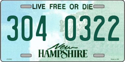 NH license plate 3040322