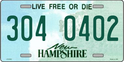 NH license plate 3040402