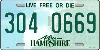 NH license plate 3040669