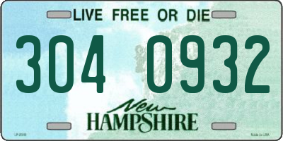 NH license plate 3040932