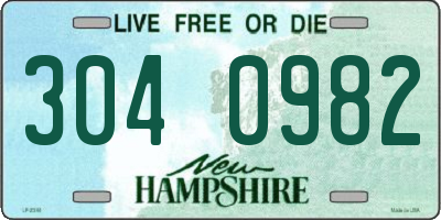 NH license plate 3040982