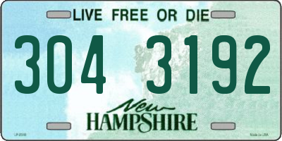 NH license plate 3043192