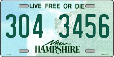 NH license plate 3043456