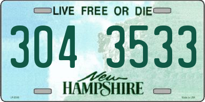 NH license plate 3043533