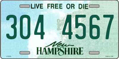 NH license plate 3044567