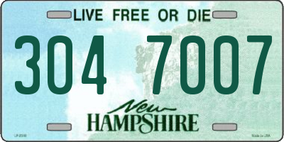 NH license plate 3047007