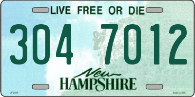 NH license plate 3047012