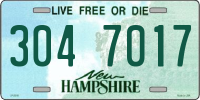 NH license plate 3047017