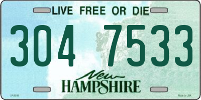 NH license plate 3047533