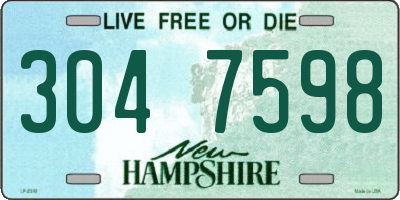 NH license plate 3047598