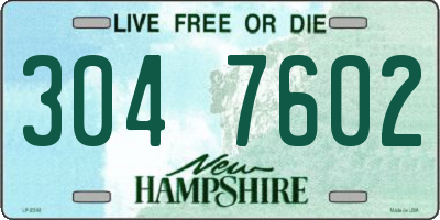 NH license plate 3047602