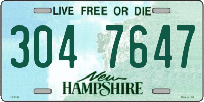 NH license plate 3047647