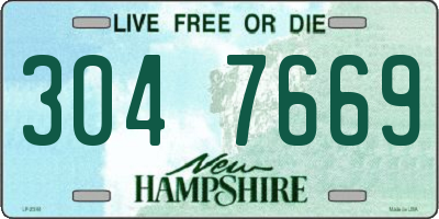 NH license plate 3047669