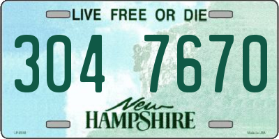 NH license plate 3047670