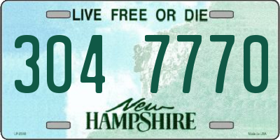 NH license plate 3047770