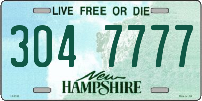 NH license plate 3047777
