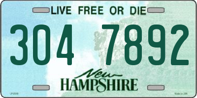 NH license plate 3047892