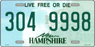 NH license plate 3049998