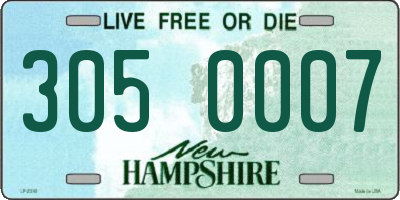NH license plate 3050007