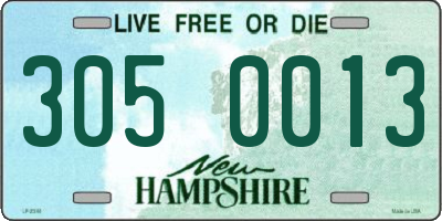 NH license plate 3050013