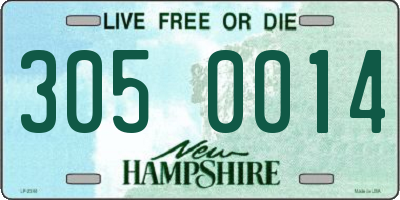 NH license plate 3050014