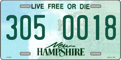 NH license plate 3050018
