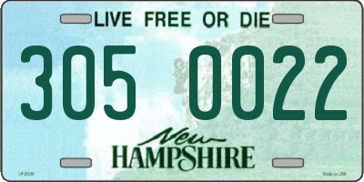 NH license plate 3050022