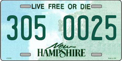 NH license plate 3050025